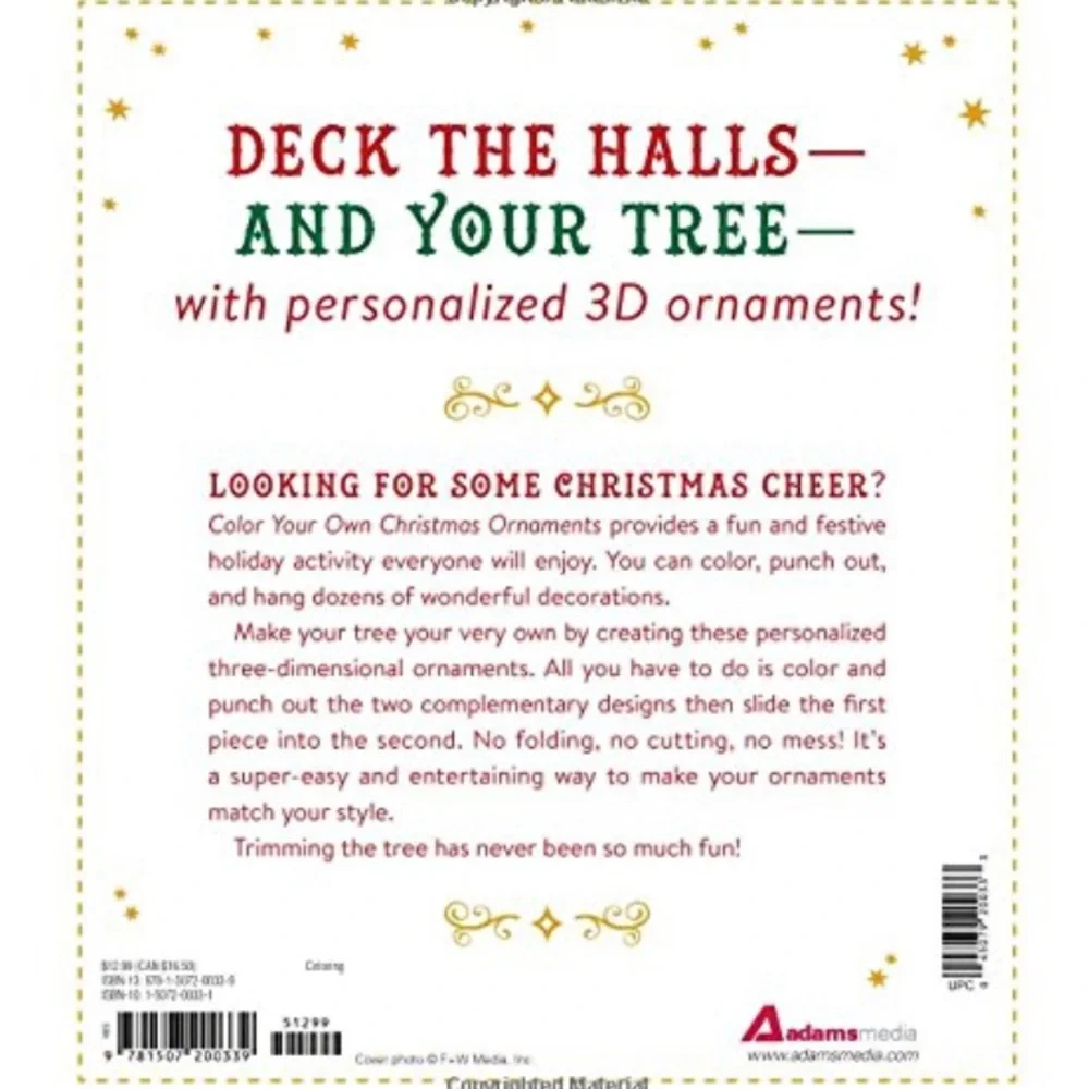Color Your Own Christmas Ornaments: Features 50 3D Punch-Out Designs BOOK